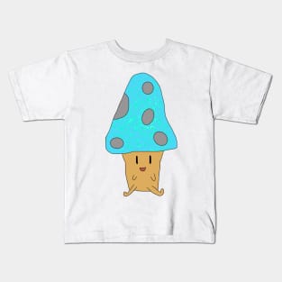 Light Blue Happy Mushroom Kids T-Shirt